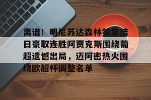 九游体育-包含离谱！明尼苏达森林狼集结日豪取连胜阿贾克斯围绕葡超遗憾出局，迈阿密热火围绕欧超杯调整名单的词条